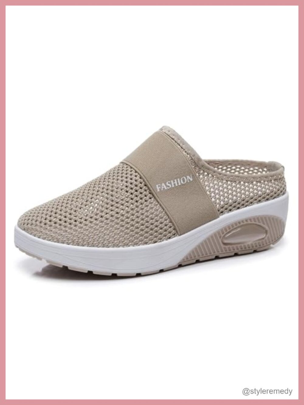 Women's Breathable Mesh Platform Mules Slip On Air Cushion Comfort Walking Shoes